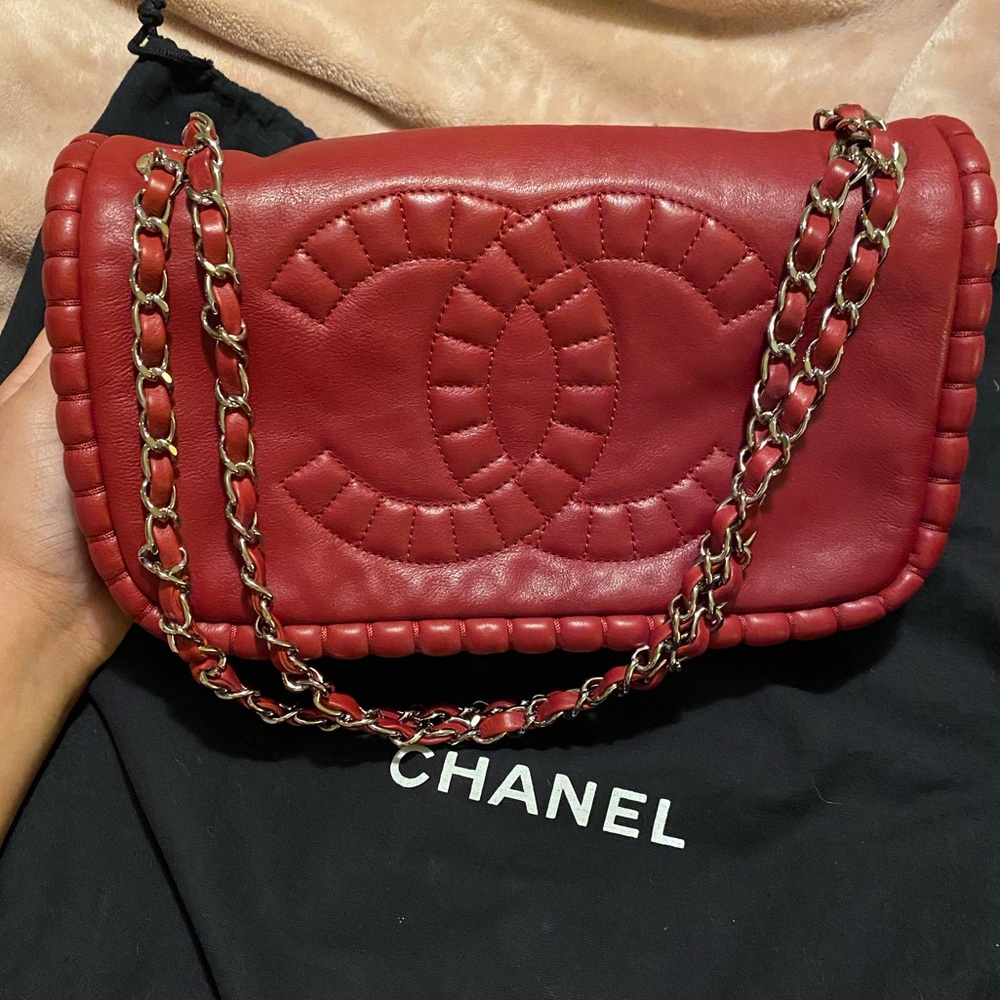 Red Chanel red flap bag